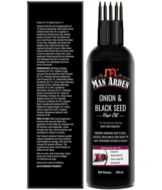 Man Arden Onion & Black Seed Hair Oil For Men For Dull, Lifeless & Weak Hair with Curry Leave, Moringa Oil, 100 ml