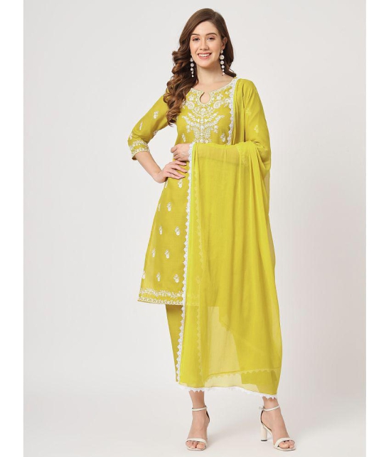 Pannkh - Yellow Straight Cotton Womens Stitched Salwar Suit ( Pack of 1 ) - None