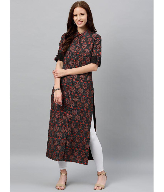 KIPEK - Black Cotton Womens Straight Kurti ( Pack of 1 ) - None