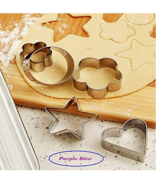 purple dust - Silver Stainless Steel 12 Pcs of Cookie Cutter ( Set of 4 ) - Silver