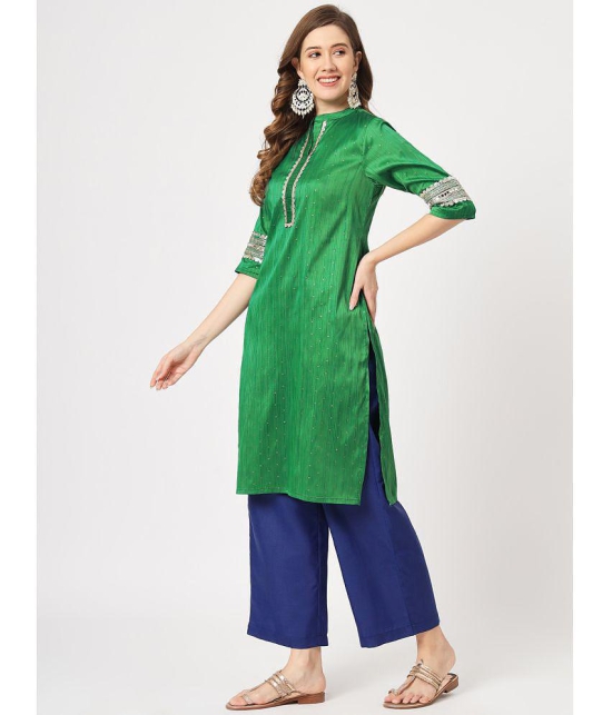 Pannkh Womens Festive Placket Embroidered Kurta With Contrasting Pants - None