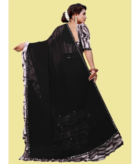 Apnisha Georgette Embellished Saree With Blouse Piece - Black ( Pack of 1 ) - Black