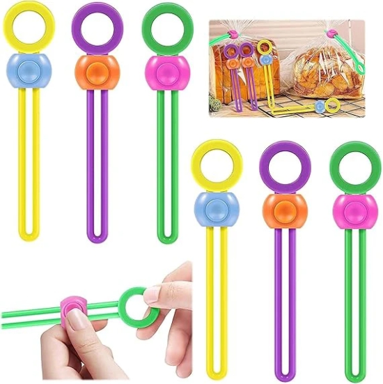 KATHIYAWADI Pack Of 12 Multi-Purpose Sealer Set, Reusable Food Bag Clips, Cable Ties, Detachable Sealing Ties, Sealing Tape and Cord Organizer | 15 x 3 cm |Plastic |multicolor