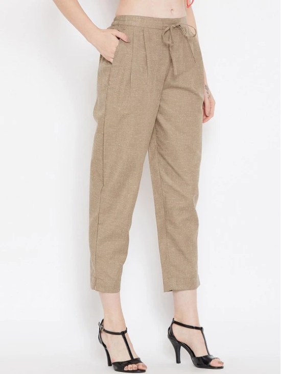 Women Brown Relaxed Pleated Peg Trousers