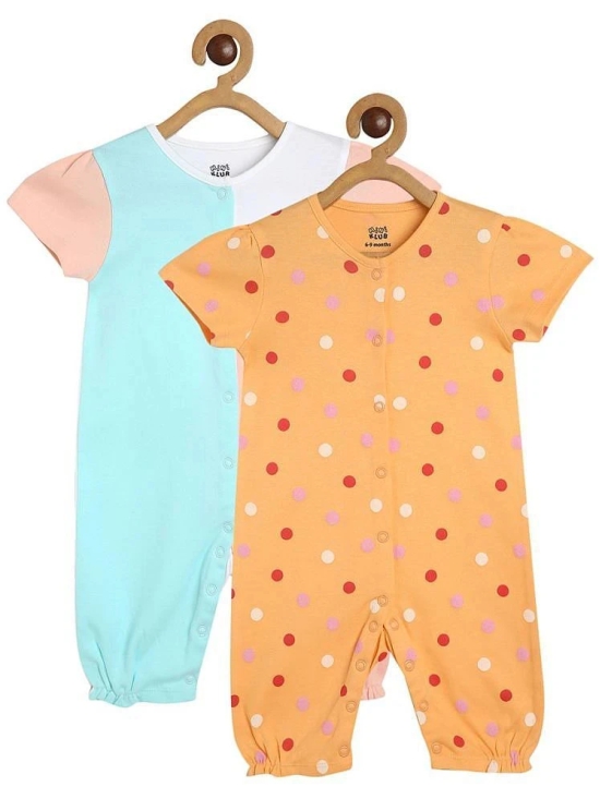 MINI KLUB Multi Color Cotton Rompers For Baby Girl ( Pack of 2 ) - None