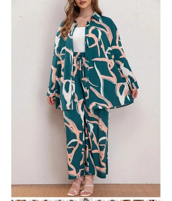 gufrina Teal Printed Pant Top Set - None