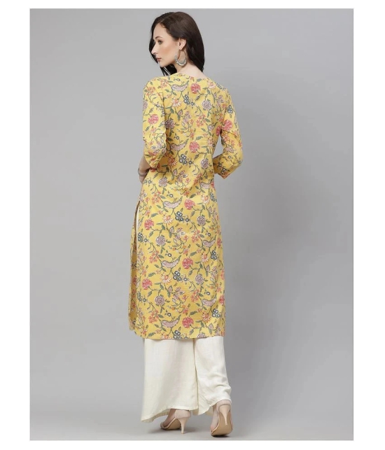 Divena - Yellow Cotton Womens Straight Kurti - 3XL