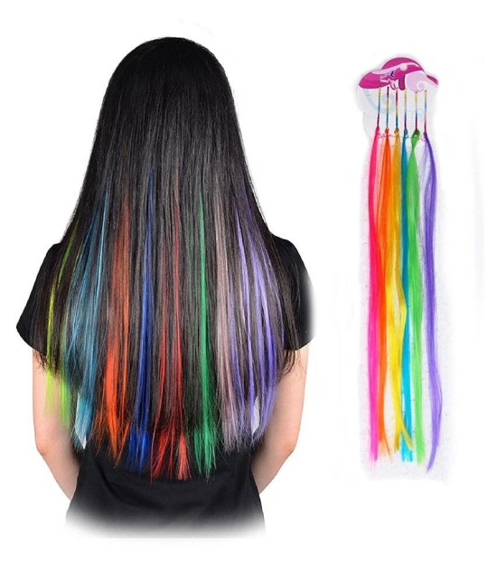 FOK 15 Pcs Cotton Rubber Bands Clip In Hair Extension Multi Colour