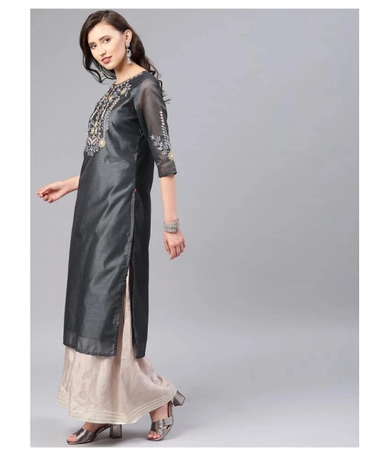 Alena Grey Chanderi Straight Kurti - S