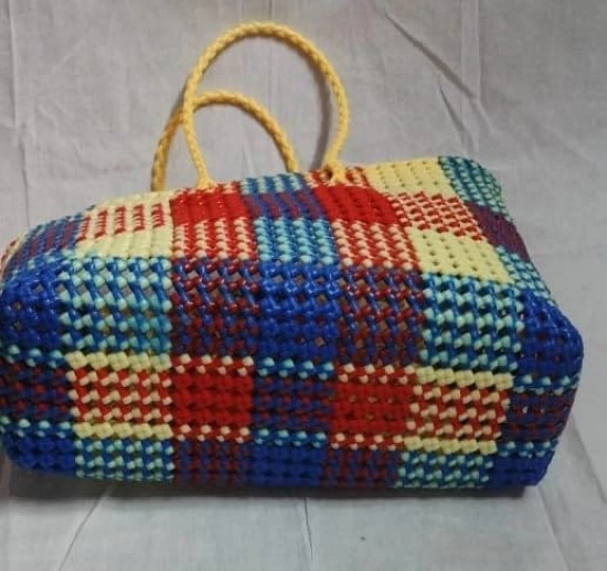 Handwoven Multicolor Plastic Tote Bag _01