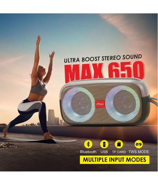 CYOMI MAX 650 GREY 10 W Bluetooth Speaker Bluetooth V 5.1 with USB,SD card Slot,3D Bass Playback Time 8 hrs Grey - Grey