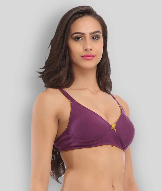 Clovia Pack of 1 Cotton Non Padded Womens Everyday Bra ( Purple ) - 34C