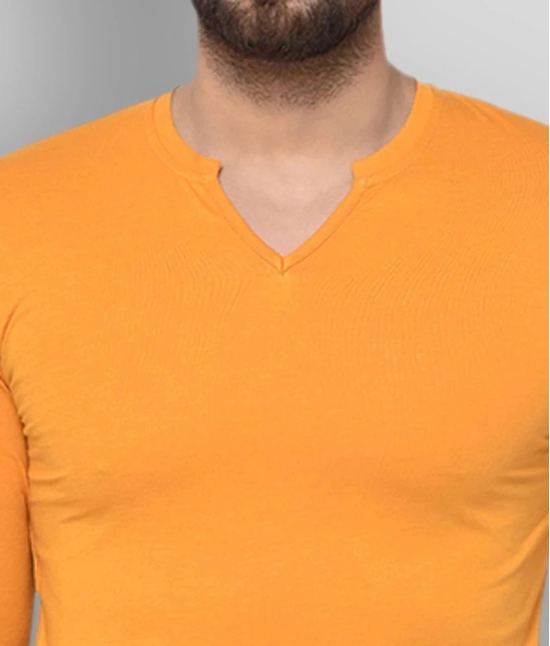 Glito - Mustard Cotton Blend Regular Fit Mens T-Shirt ( Pack of 1 ) - None