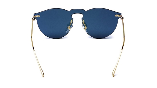 Mirrored Blue Round Sunglasses for Women