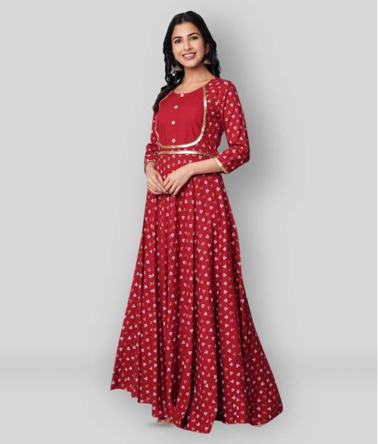 GOD BLESS - Maroon Anarkali Rayon Womens Stitched Ethnic Gown ( Pack of 1 ) - None