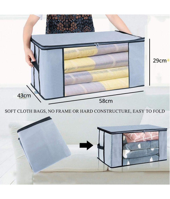 HOMETALES Set of 02 Underbed Storage Bag, Storage Organizer, Blanket Cover with Front Handle