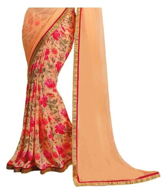 Gazal Fashions - Orange Chiffon Saree With Blouse Piece (Pack of 1)