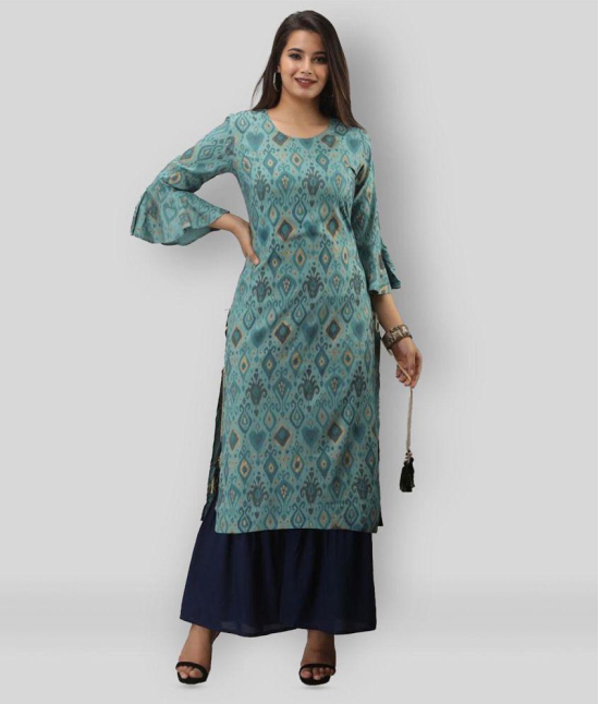 MAUKA - Turquoise Green Straight Rayon Womens Stitched Salwar Suit ( Pack of 1 ) - XL