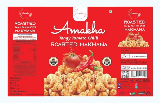 Amakha Roasted Flavoured Makhana, Tangy Tomato Chilli, 140gm