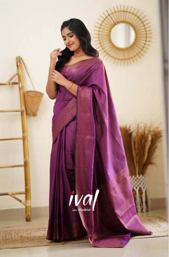 Engagement Wear Magenta Color Jacquard Silk Saree