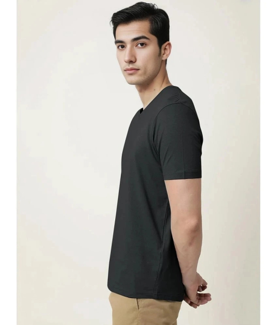 Radprix Cotton Regular Fit Solid Half Sleeves Mens T-Shirt - Black ( Pack of 1 ) - None