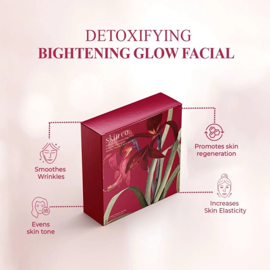 Skin.co Detoxifying Brightening Glow Facial Kit with Organic Tumeric, Vitamin E & SPF10