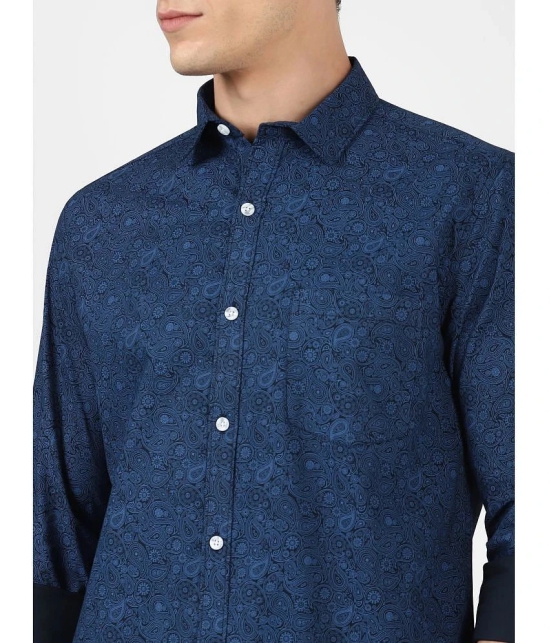 UrbanMark Mens 100% Cotton Full Sleeves Slim Fit Printed Casual Shirt-Navy - None