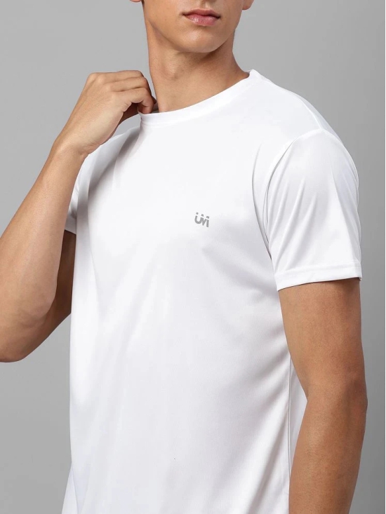 UrbanMark Polyester Regular Fit Solid Half Sleeves Mens T-Shirt - White ( Pack of 1 ) - None