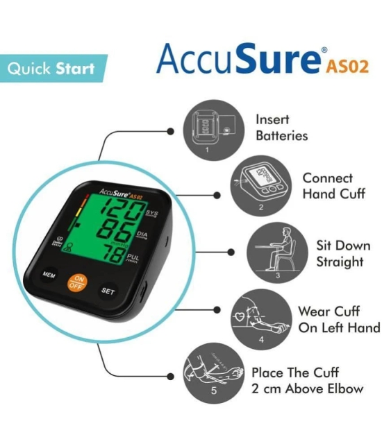 AccuSure Blood Pressure Monitor Automatic Digital Display And Adjustable Arm-Cuff - 2 Years Warranty