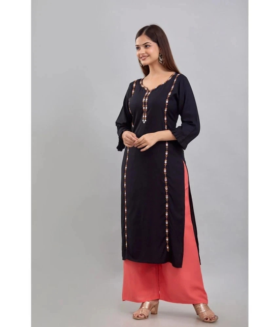 Kapadia - Black Rayon Womens Straight Kurti ( Pack of 1 ) - None