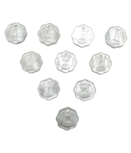 Hop n Shop - Extremely Rare Republic India 2 Paise Alluminium 10 Gem UNC Coins 10 Numismatic Coins