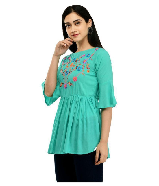 SAAKAA - Turquoise Rayon Women's Empire Top ( ) - 2XL