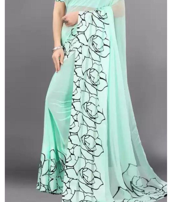 Sitanjali - SkyBlue Georgette Saree With Blouse Piece ( Pack of 1 ) - SkyBlue