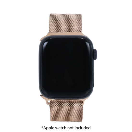 Croma Fine Metallic Strap for Apple iWatch (38mm / 40mm / 41mm) (Apple Compatible, Golden)