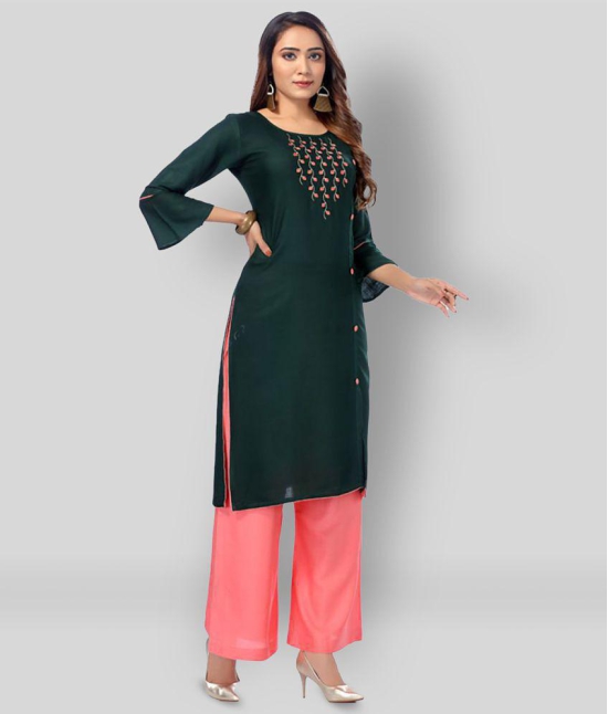 Kapadia - Green Straight Rayon Womens Stitched Salwar Suit ( Pack of 1 ) - XL