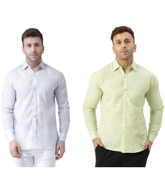 KLOSET By RIAG 100% Cotton Regular Fit Solids Full Sleeves Men's Casual Shirt - Lime Green ( Pack of 2 ) - None