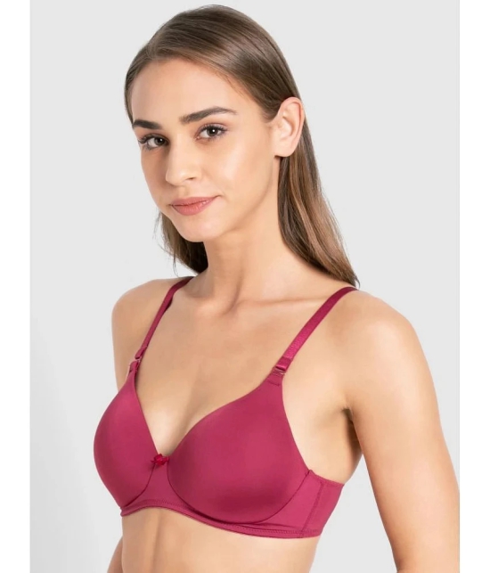 Jockey 1819 Wirefree Padded Microfiber Nylon Elastane Full Coverage T-Shirt Bra - Pink Wine - None