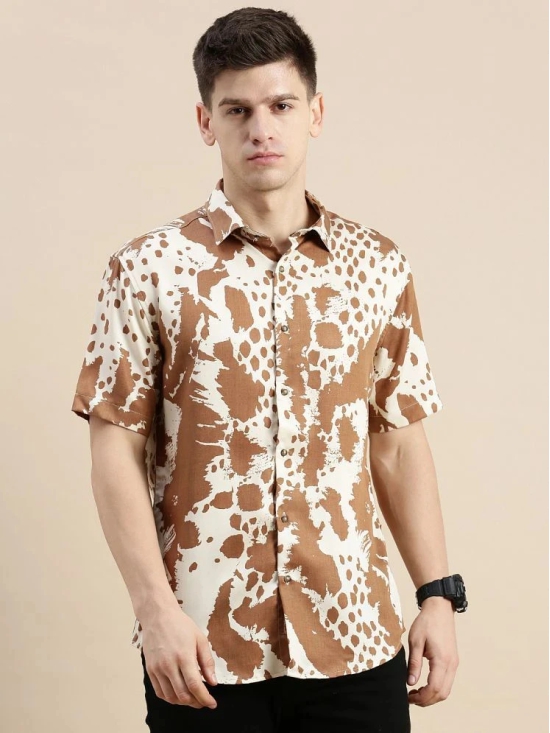 Showoff Cotton Blend Regular Fit Printed Half Sleeves Mens Casual Shirt - Cream ( Pack of 1 ) - None