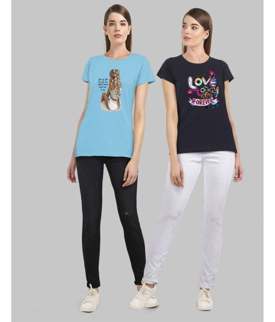 CHOZI - Multi Color Cotton Blend Regular Fit Women's T-Shirt ( Pack of 2 ) - None