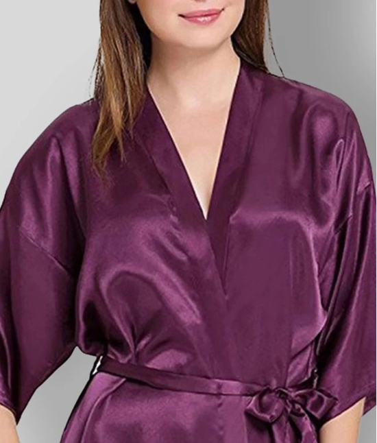 Celosia - Purple Satin Womens Nightwear Robes - S