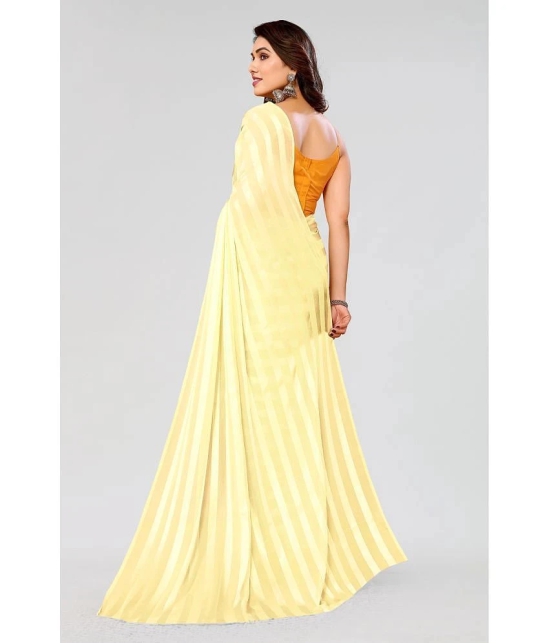 ANAND SAREES Satin Striped Saree Without Blouse Piece - Yellow ( Pack of 1 ) - Yellow