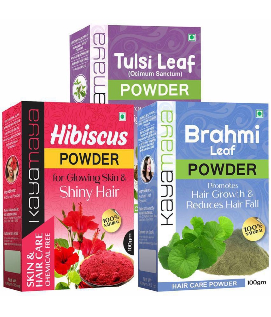 Kayamaya Organic Hibiscus + Brahmi + Tulsi Natural Powder - Combo Hair Scalp Treatment 300 g Pack of 3