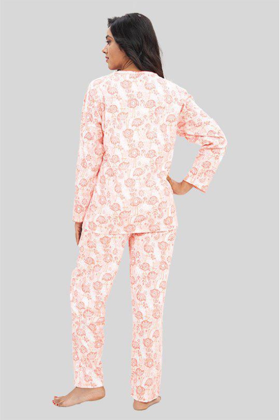 Women Full Sleeves Knit Cotton Pyjama Set-XL