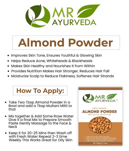 MR Ayurveda 100% Natural Badam Powder Face Pack Masks 100 gm