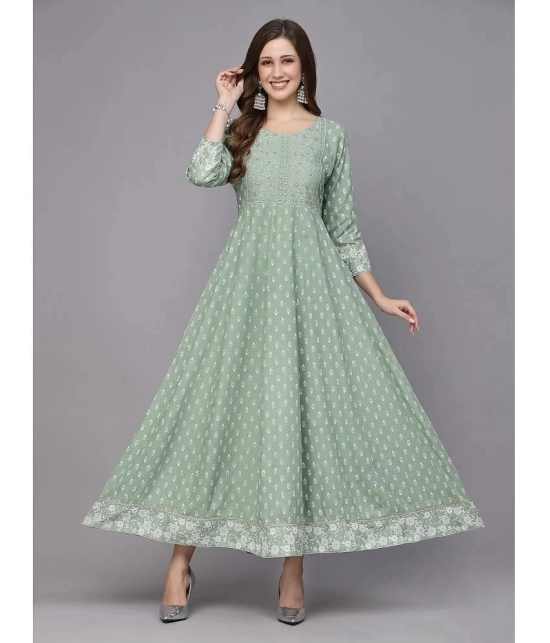 Stylum Rayon Printed Anarkali Womens Kurti - Green ( Pack of 1 ) - None