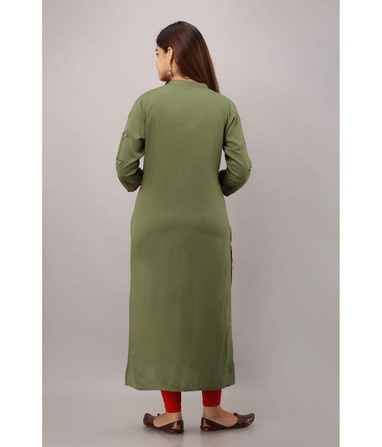 Preksha - Olive Rayon Women's Front Slit Kurti ( Pack of 1 ) - None