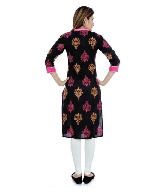 Divena Black Cotton Straight Kurti - XXL