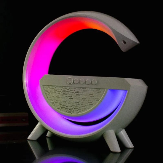 G-Shape LED Wireless Charging Speaker Lamp-Wireless Charger (Big LED Display)