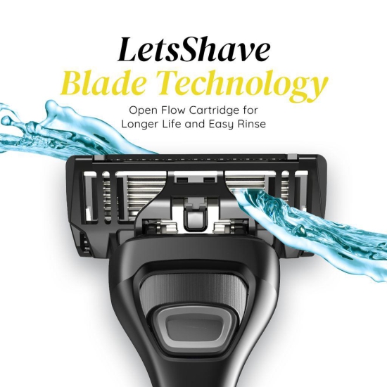 LetsShave Pro 6 Advance Face & Body Shaving Razor Blade Cartridges World's First 6-Blade Razor with Precision Trimmer Argan Oil & Aloe Vera Moisture Bar Pack of 8 Blade