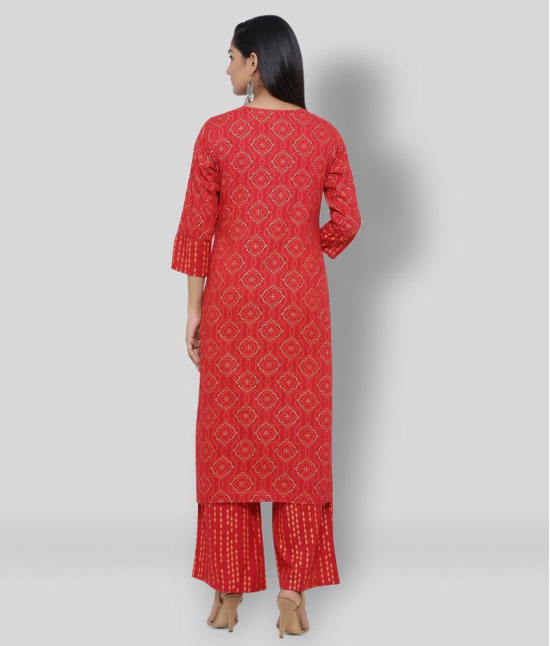 KIPEK - Red Straight Rayon Womens Stitched Salwar Suit ( Pack of 1 ) - M